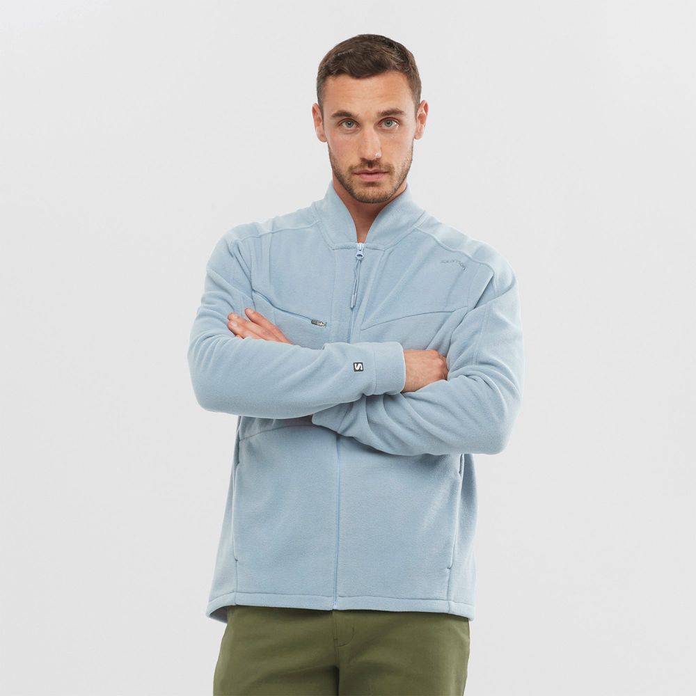 SALOMON OUTLIFE ZIP FRONT MIDLAYER M Philippines - Men's Hoodie - Ashley Blue | 469137-VUL